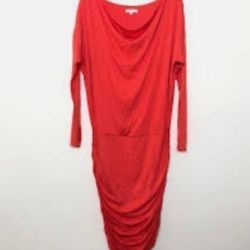 Athleta Solstice Cowl Waterfall Neck Ruched Dress Women's Size small