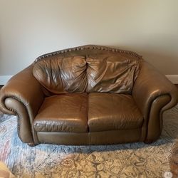 Faux Leather Oversized Loveseat