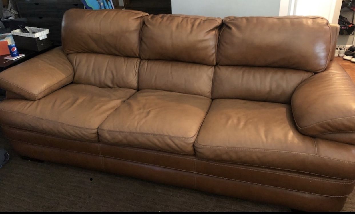 Brown Italian Leather Couch