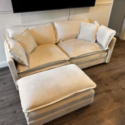 Cozy Neutral Sofa + Ottoman – Great Condition