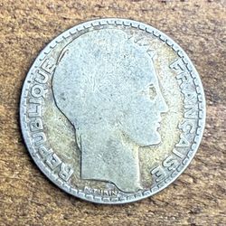 1934 Silver France 10 Francs 