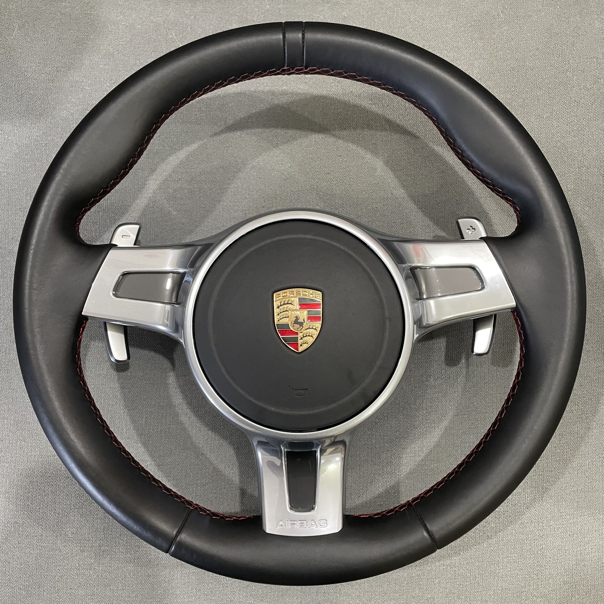 OEM Porsche GT3 Complete Leather Steering Wheel+Leather SRS ( Red Stitching)
