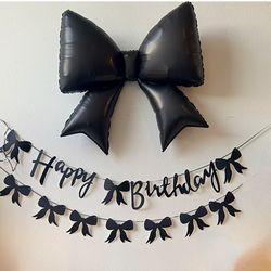 Black bow balloon, HB banner bows