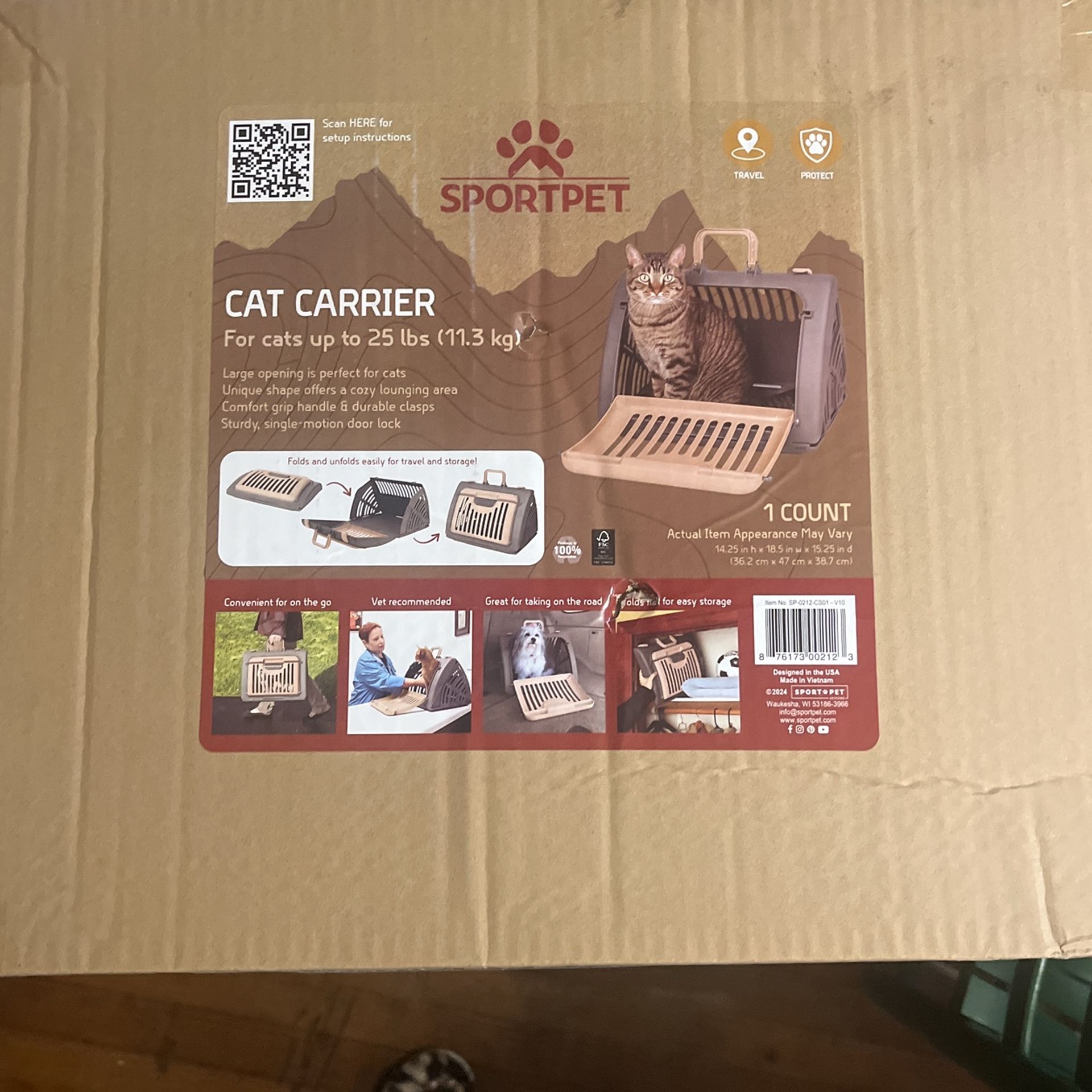 SPORTPET CAT CARRIER FOR CATS UP TO 25 Lbs