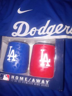DODGERS STADIUM FAN COLLECTORS EDITION HOME BLUE AWAY RED GLASS TUMBLER CUPS! only 20!betta hurry!