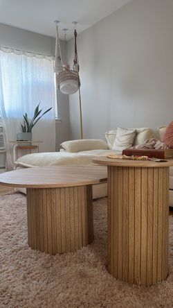 Round tambour coffee table
