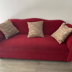 Suede red couch