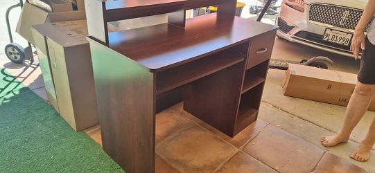 Desk with storage shelves