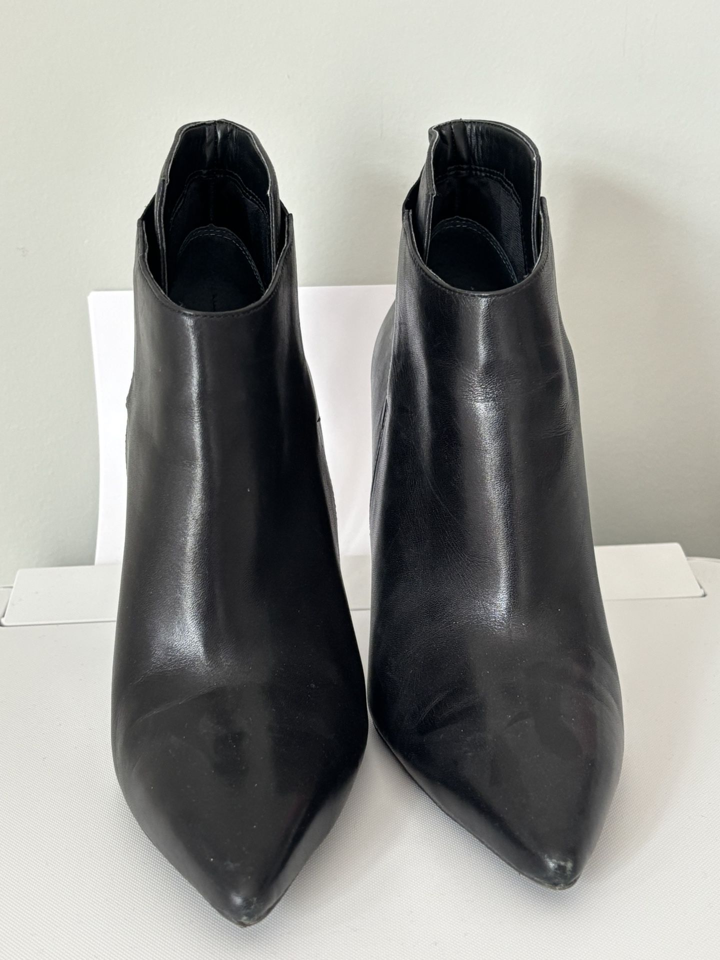 Black Leather Ankle Boots With Heel