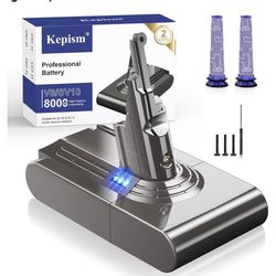 Upgraded 8000mAh Designed for Dyson V8 Battery Replacement, 21.6V V8 Animal Battery Replacement Compatible for Dyson SV10 V8 Absolute Motorhead V8 Flu