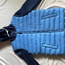 Blue Jordan puffer jacket with vertical quilting  Medium 10/12