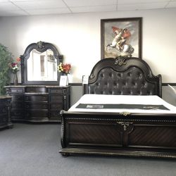 4PC King Bedroom Set W/ Marble Top