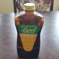 Vintage 1960s Lysol Brand Disinfectant 12 Oz Amber Glass Bottle