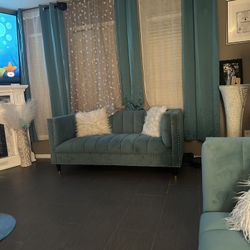 3 Piece Velvet Teal Couch Set 