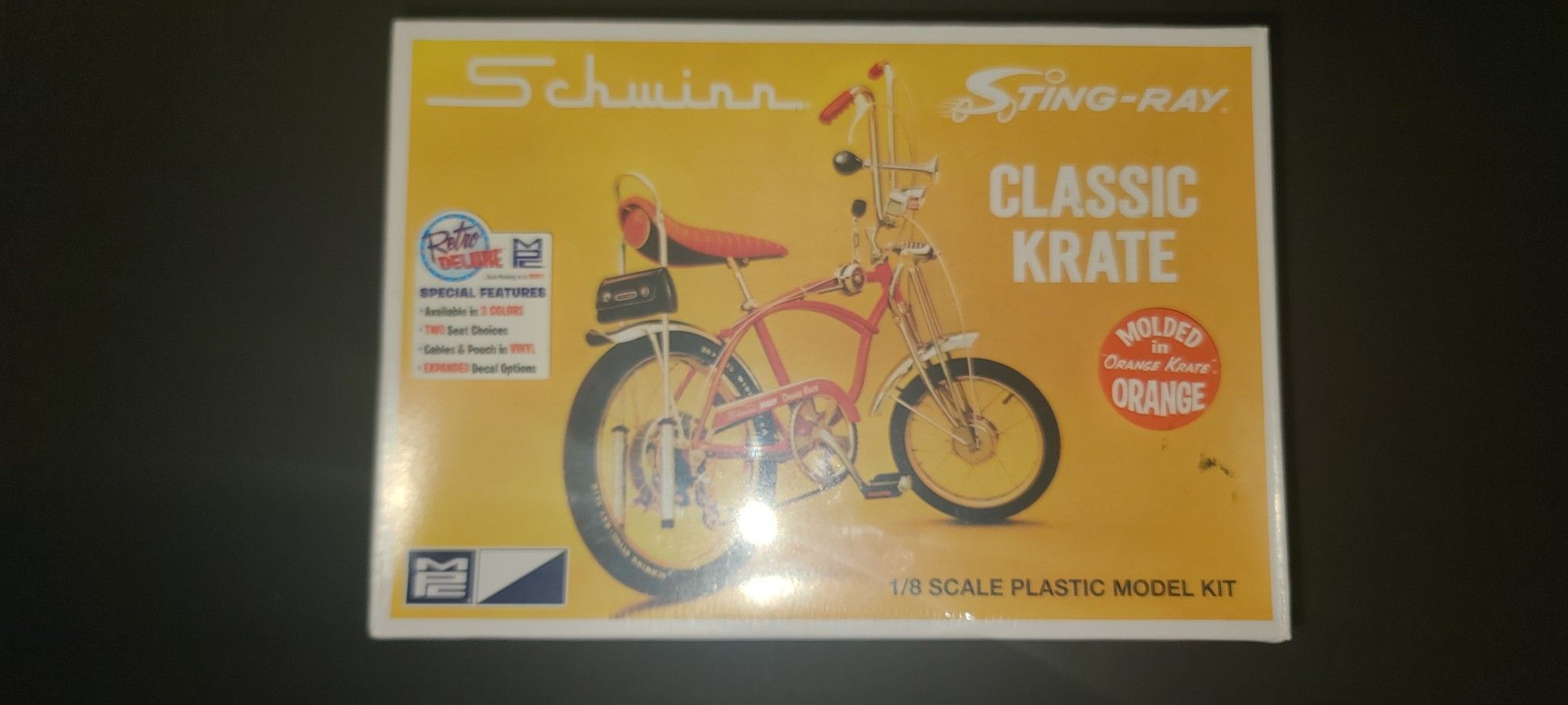 MPC Schwinn Sting Ray Classic Crate Unbuilt/Unopened Model Kit Molded in Orange.