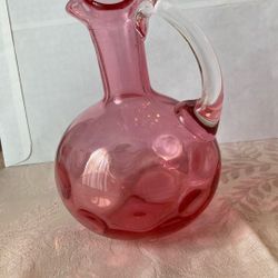 Fenton Cranberry Glass Pitcher or Cruet.  