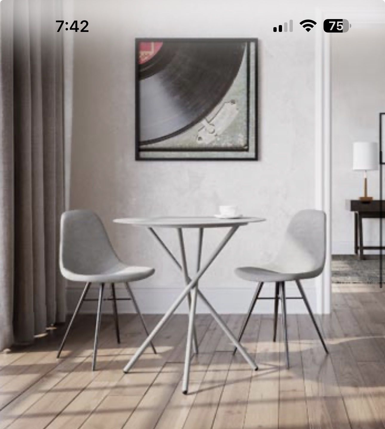 SEMI-NEW Dining Table w/ 2 Chairs Beige-Brown Textile 