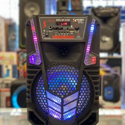 Speaker Bluetooth Karaoke Woofer 8" Inlambrico Recargable USB SD Card FM Radio Entrada Auxiliar