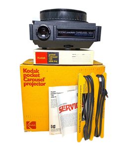Vintage Kodak Pocket Carousel 100 WORKS Original Box, Cord, Manual, 120 Slide Tray Photo Slides