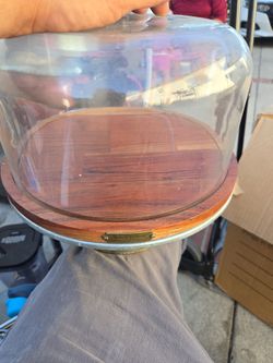 Magnolia glass dome cake stand