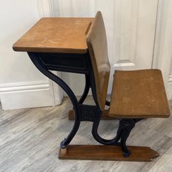 Antique American Seating Co Childrens School Desk Cast Iron Base See Description
