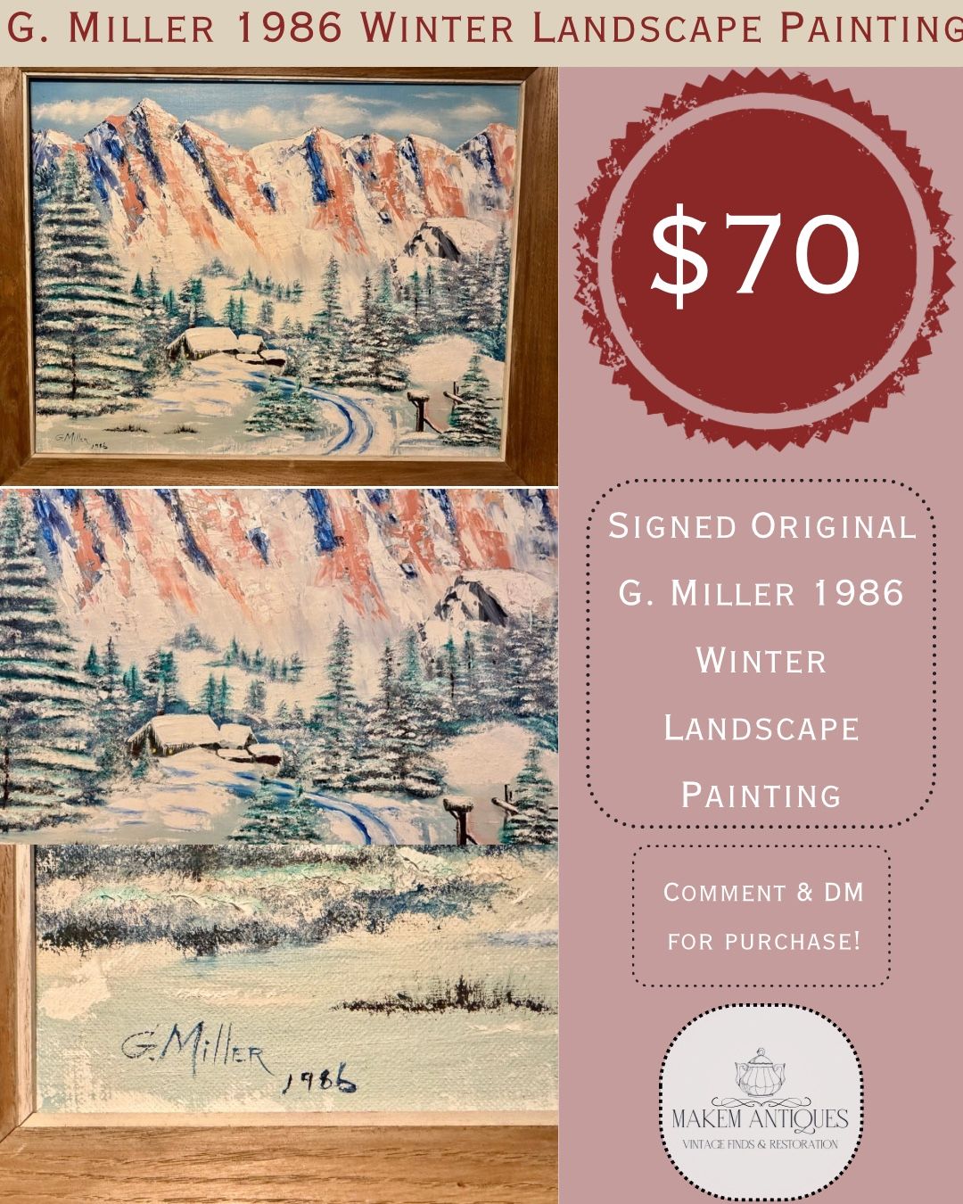 G. Miller 1986 Winter Landscape Painting