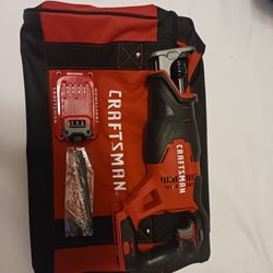 Craftsman 20V Max Reciprocating Saw & V20 2.0AH Lithium Ion Battery & Craftsman Soft Carry Bag 