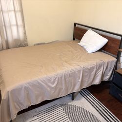 Full Size Bed Frame & IKEA Mattress 