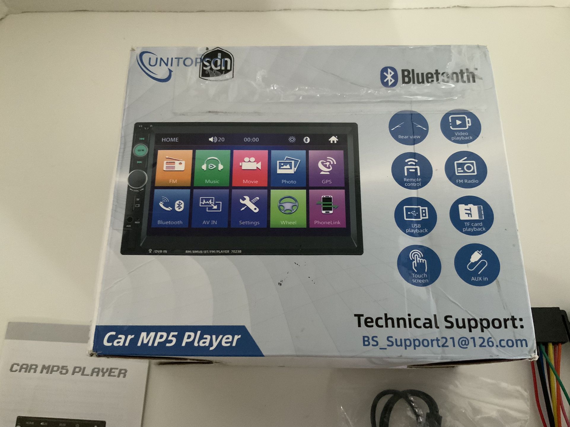 Car Stereo Double Din Bluetooth Car Radio 7 Inch MP5 Player HD Touch Screen FM Radio Audio Receiver AUX in USB TF Card Input UNITOPSCI Multimedia Play