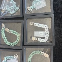 Jade Stone Cuban Link Bracelet 