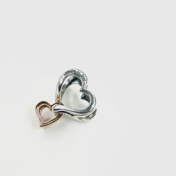 Pandora Sterling Silver Two-tone Openwork Infinity Heart Charm 14k rose gold plating