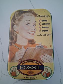 Vintage collectible Fossil 1994 watch tin American Retro themed