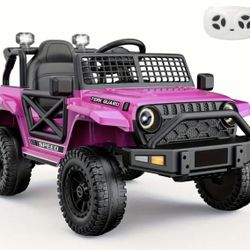 12V7AH Kids Electric Jeep Remote Control Ride On Wireless, Shock Absorption System & Music Player - Upgraded Off-Road Vehicle for Ages 3-8, Birthday &
