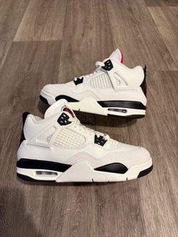 Air Jordan 4 White Black Red Sneakers Wmns 8.5 / Youth 7