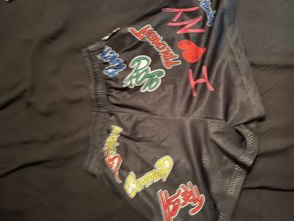 Chrome hearts matty boy x Eric Emanuel  basketball shorts size large  Black red orange blue yellow white green