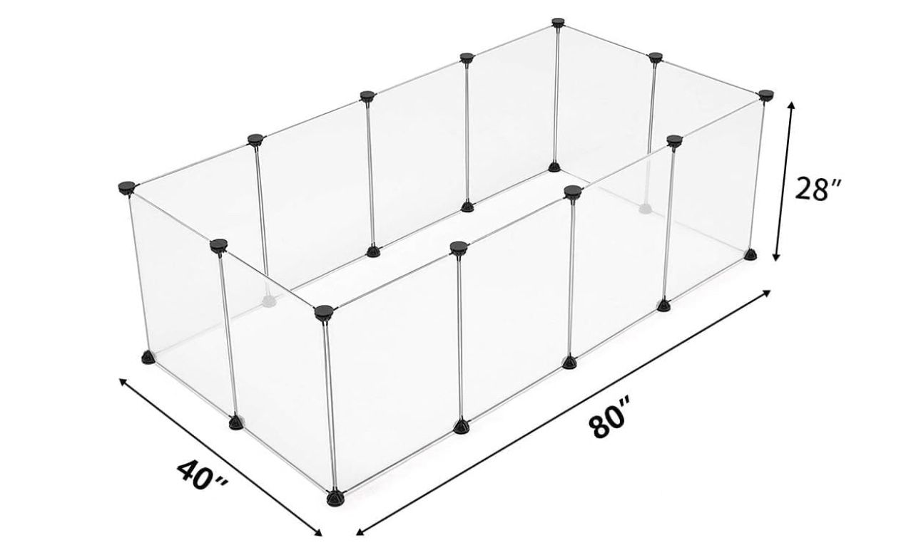 NEW Large Transparent Pet Playpen, 28" H X 20" , 12 Panels