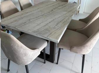 Elegant Marble-Style Dining Table Set