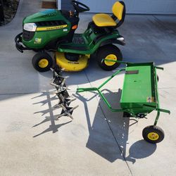 John Deere S240 Lawn Mower With Attachments