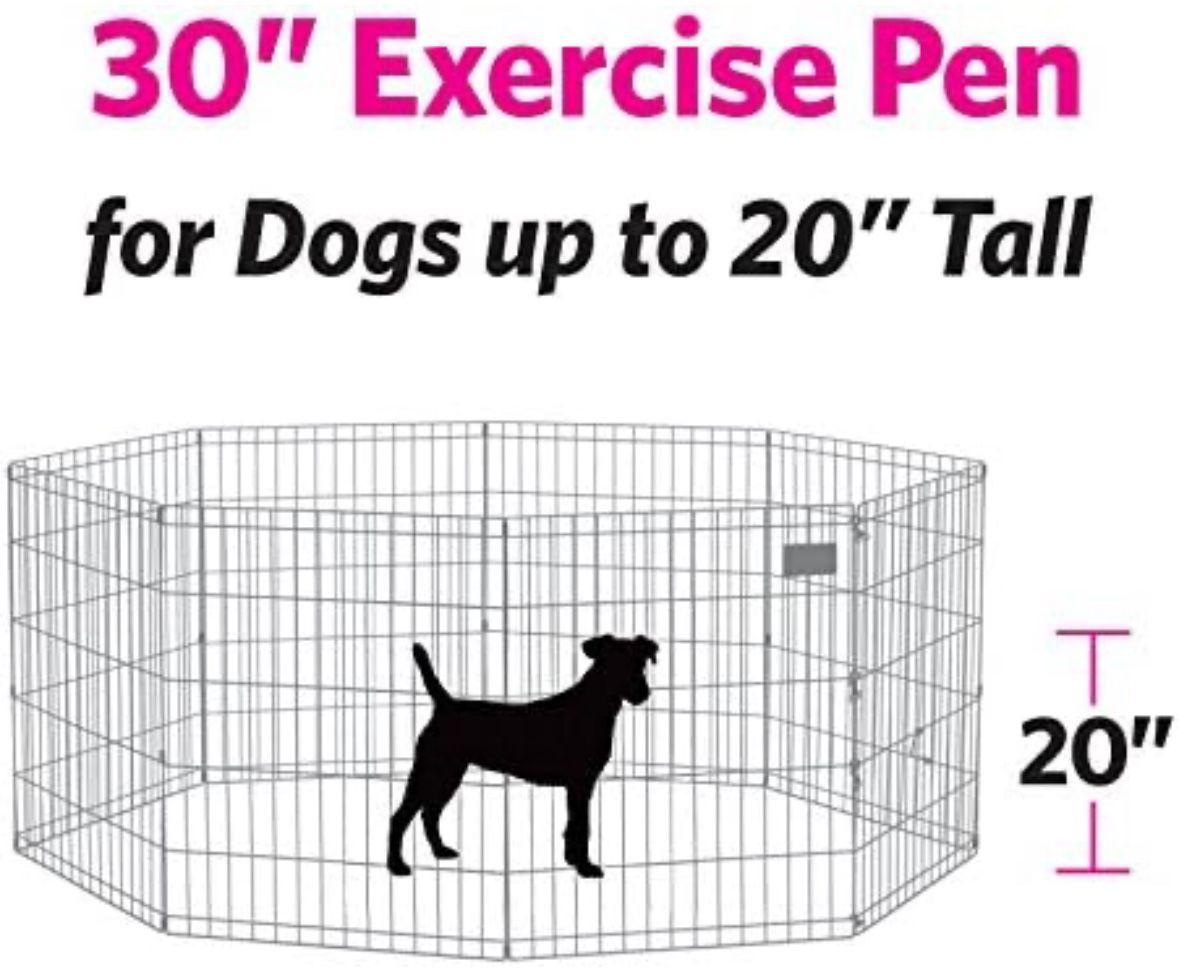 New World Dog Exercise Pen & Playpen, 24" W x 30" H, No Door, Black