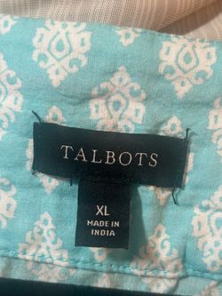 Talbots Teal Printed Top XL