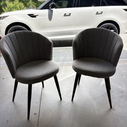 Modern Accent Chairs (Set of 2) – Neutral Fabric