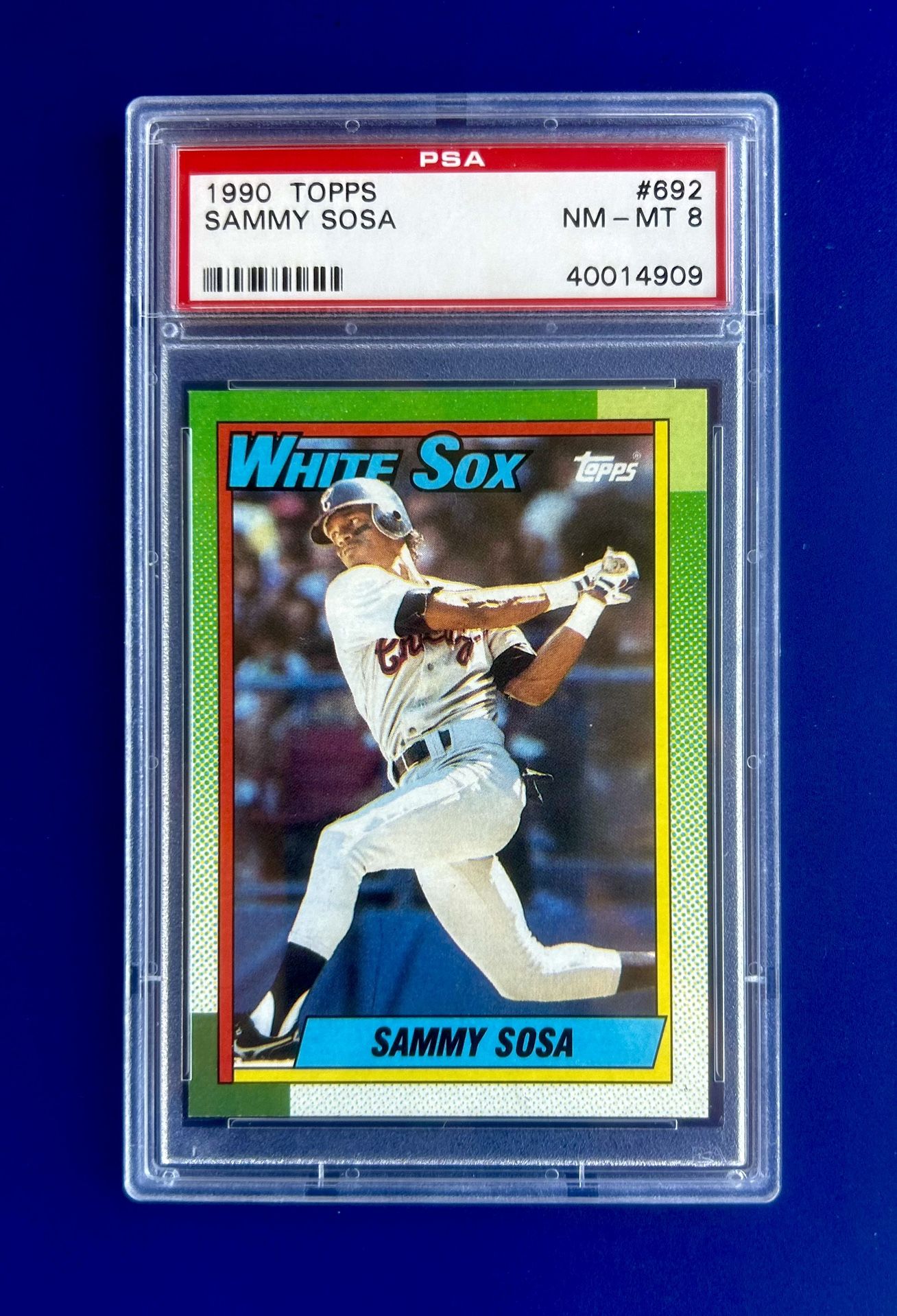 1990 Topps Sammy Sosa Rookie Baseball Card Graded PSA 8