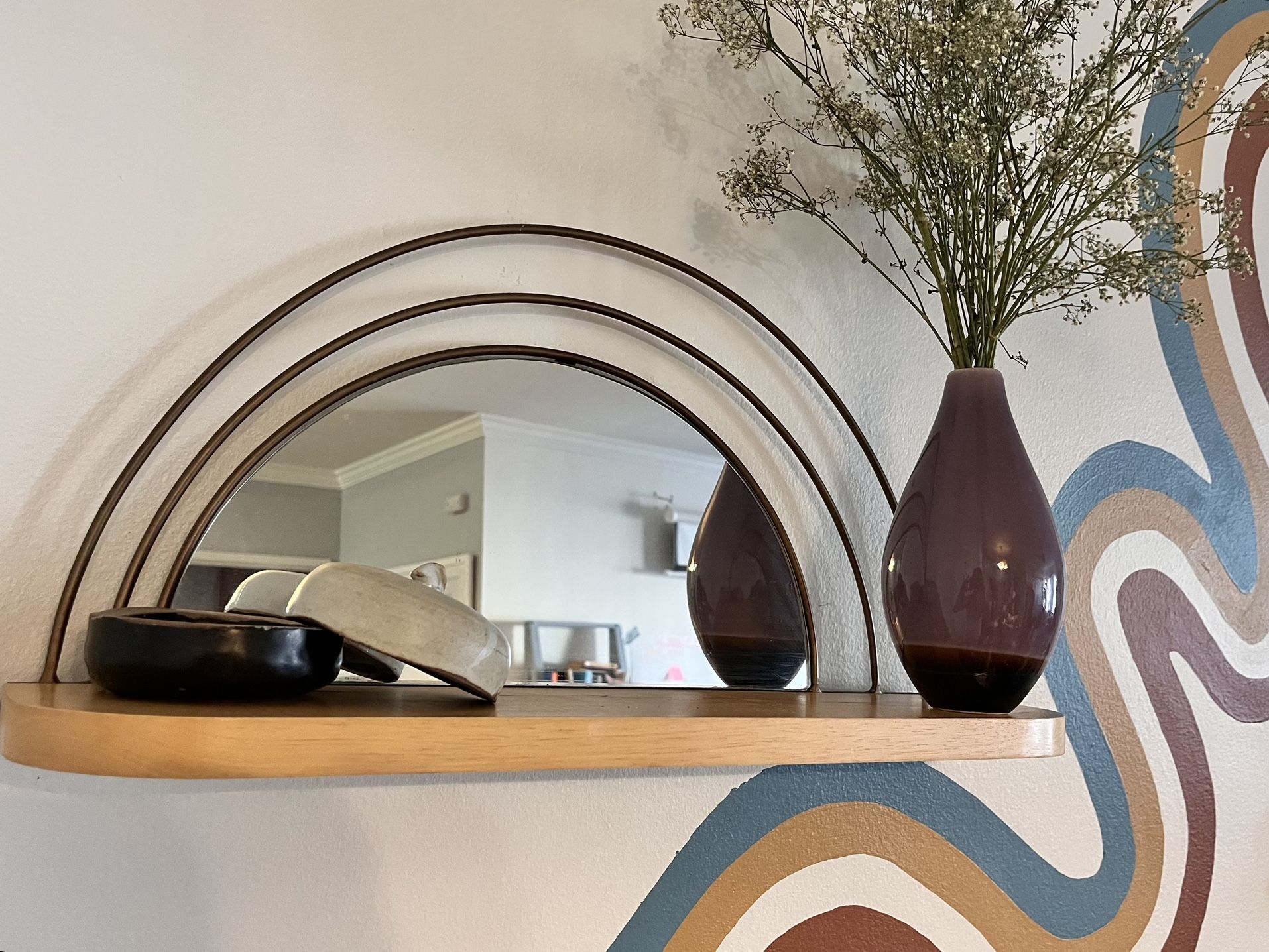Half Circle Mirrored Shelf