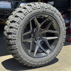 Fuel FC854 FLUX BLACK OUT 20x10 RIMS TIRES F150 Silverado Sierra Tundra Ram 1500