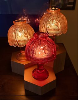 Vintage cranberry glass fairy lamp