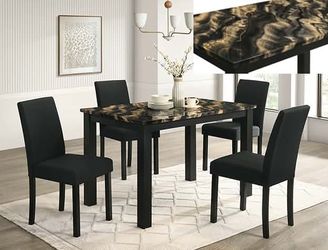 5 Piece Dining Table set with faux marble top