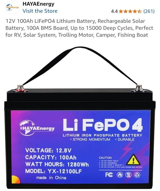 12V 100Ah LiFePO4 Lithium Battery