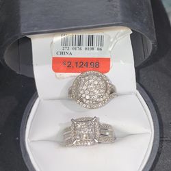 10 K White Gold & Diamond Rings Size 7