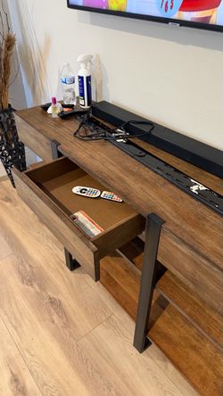 Rustic Wood and Metal TV Console Table