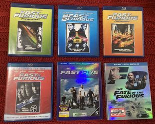Fast and the Furious Blu-rays 1,2,3,4,5 & 8